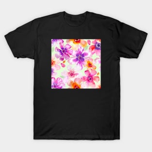 Watercolor Anemone Floral, Cool Lime T-Shirt